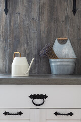 decor element bucket with dried sage