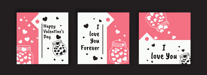 Social media post templates for Valentine's Day. card collection for valentines day.