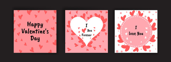Fototapeta na wymiar Social media post templates for Valentine's Day. card collection for valentines day.