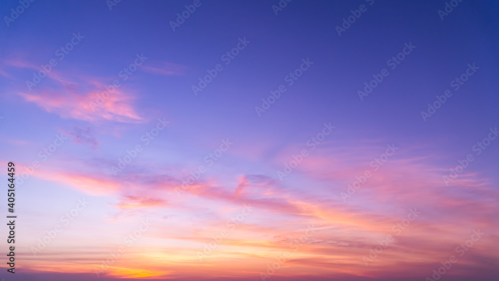 Aufkleber sunset sky in the evening on twilight with colorful sunlight clouds nature background