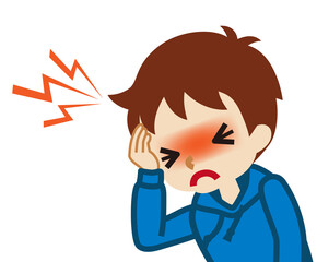 Obraz premium Toddler boy suffers from headache