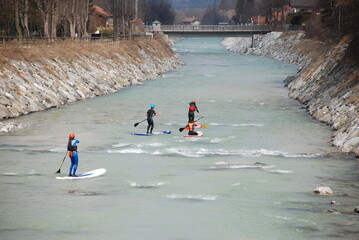 Wildwasser Stand up Sup Isar Bayern