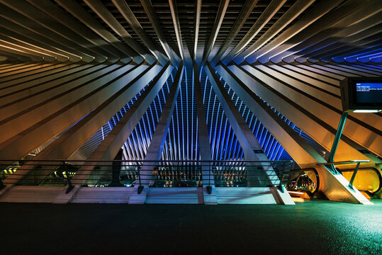 LIEGE, BELGIUM - February 24, 2018: Railway station Liege-Guillemins in Liege city, Belgium