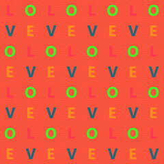 Seamless geometric pattern with the image of letters, words, love, recognition. Vector design for holiday web banner, business presentation, brand package, fabric, print, wallpaper, postcard.