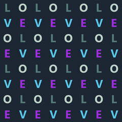 Seamless geometric pattern with the image of letters, words, love, recognition. Vector design for holiday web banner, business presentation, brand package, fabric, print, wallpaper, postcard.