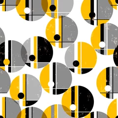 Gardinen seamless geometric pattern background, retro/vintage style, with circles, paint strokes and splashes © Kirsten Hinte