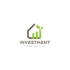 House home mortgage property investment sprout vector, growth graph with sprout design, buying finance building insurance growth future savings brand identity and logotype.