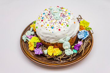 Easter cake isolated on white background