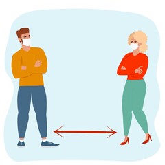 Social distancing in society people to protect from COVID-19 coronavirus outbreak spreading concept.