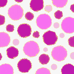 Abstract pink watercolor circles on a white background, hand-painted textures with paint, spots, splashes.