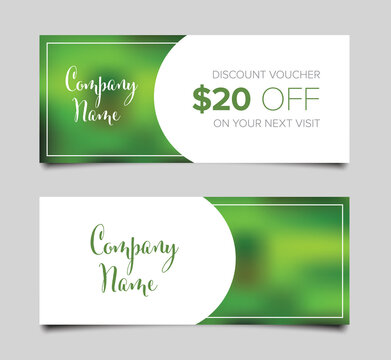 Discount voucher card template with photo placeholder