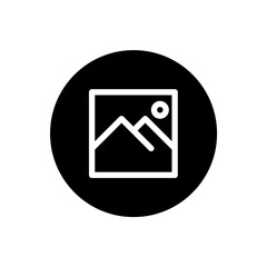 Obraz premium Image icon. Image file sign symbol in black round style. Vector