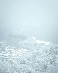 京都府 天橋立 飛龍観 雪景色