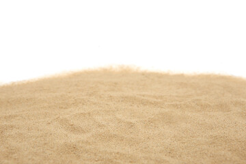 Sand dune isolated on white background. Nature sand beach texture.