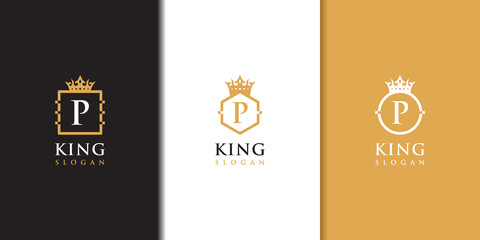 Fototapeta na wymiar Luxurious Letter p crown logo collection