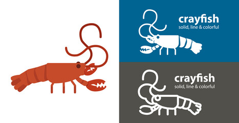 Fototapeta premium Crayfish isolated vector icon. sea line solid flat icon