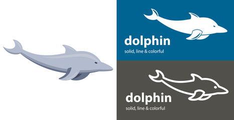 Dolphin isolated vector icon. sea line solid flat icon