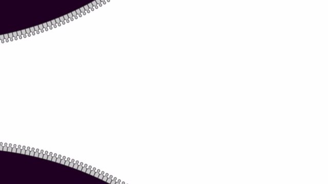 animated zipper transition with ALPHA channel. closed and open zip fastener on transparent background. 4k stock footage