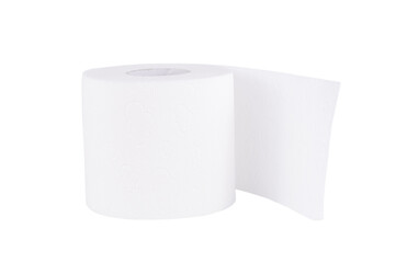 Toilet paper roll isolated on white background close up