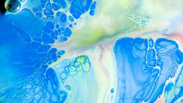4K Footage, Abstract liquid painting texture closeup, color splash background, Luxury colors Slow motion shot,
