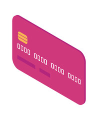 Bank card front view cartoon vector isolated illustration, credit plasric card isometric icon