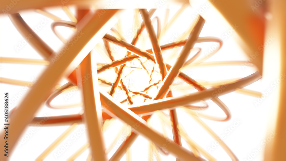 Poster abstract gold torus 3d rendering multiple pattern, network technology concept design on white backgr