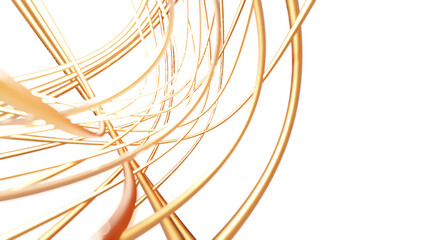 Abstract Gold torus 3D rendering multiple pattern, Network technology concept design on white background