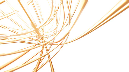 Obraz premium Abstract Gold torus 3D rendering multiple pattern, Network technology concept design on white background