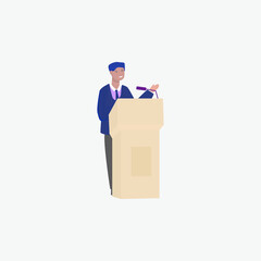 politician on the podium, speech, report, politics, vector illustration
