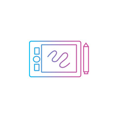 pen tablet and stylus tools gadget outline line style icon vector illustration