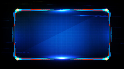 abstract futuristic background of blue glowing technology sci fi frame hud ui