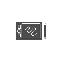 pen tablet and stylus tools gadget black solid style icon vector illustration