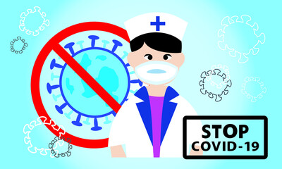 Vector of medical team using prevention equipment from coronavirus or Covid 19 infection.