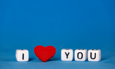 Valentine's Day. A declaration of love consists of cubes with space for congratulations .