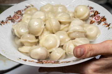 ravioli dumplings plates close up