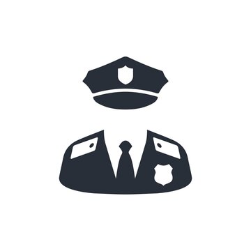 Man in uniform. Law enforcement officer , policeman. Vector illustration isolated on white background.