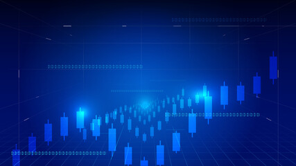 Dark blue perspective space finance column chart vector background.