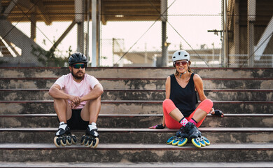 people skating in a park