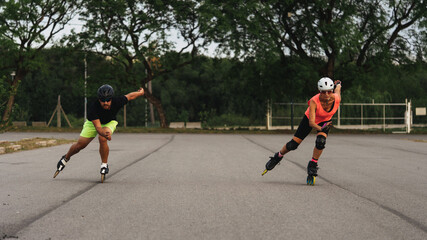 people skating in a park