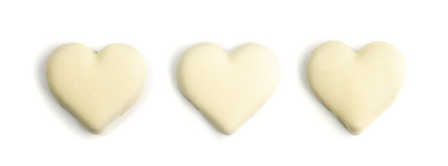 Heart Shape Valentines Cookies Covered with White Icing Sugar