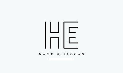 HE, EH, H, E Letter Logo Design with Creative Modern Trendy Typography