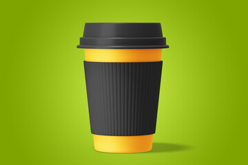 3d illustration of takeout coffee cup mockup on green background