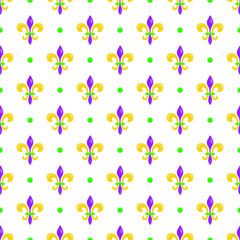 Fleur De Lis seamless pattern  Mardi Gras background for greeting cards, invitations, posters, banners. © Xaphana