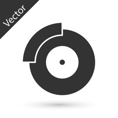 Grey Car brake disk with caliper icon isolated on white background. Vector.