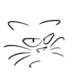 Angry white cat with long whiskers
