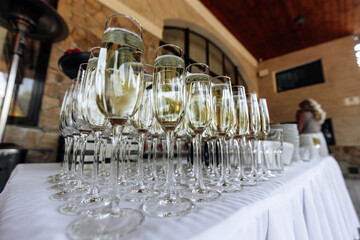 Restaurant pink wedding tables, banquet, table server