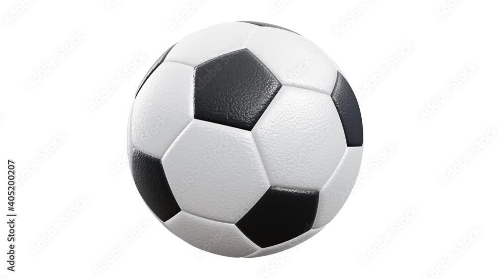 Poster 360-degree seamless looping spin 3d animation of the realistic textured soccer ball rendered in uhd,