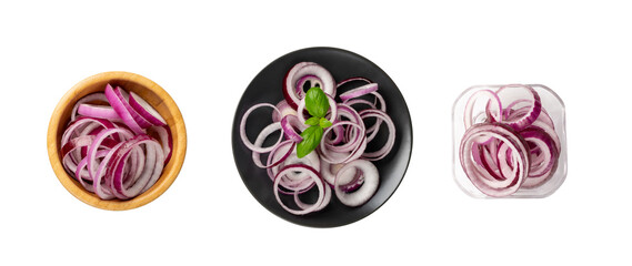 Sliced Red Onion or Purple Onion Rings Isolated