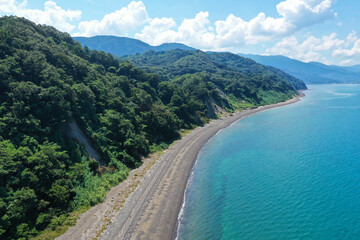 愛媛県伊予市　森の海岸の風景