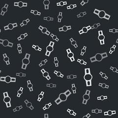 Grey Boxing belt icon isolated seamless pattern on black background. Belt boxing sport championship winner fight award. Vector.
